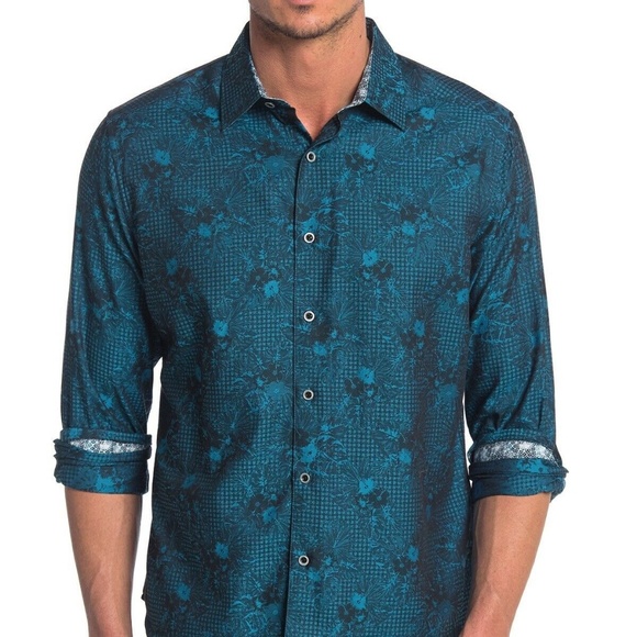 Robert Graham Other - NWOT Robert Graham Teal Edmar Floral LS shirt XL